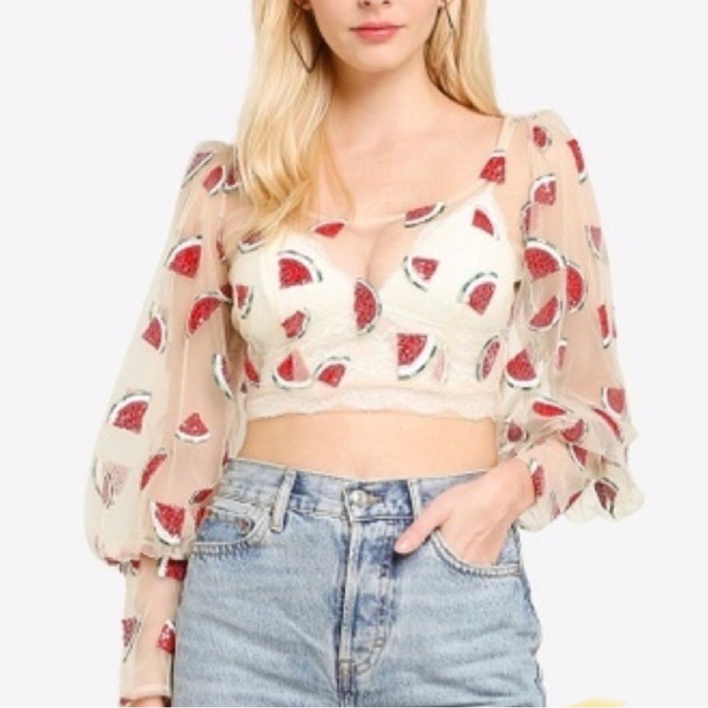 Topshop watermelon shirt sequin